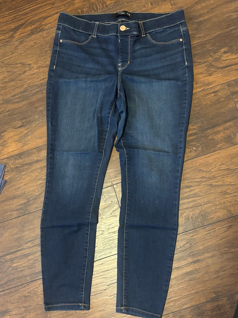 Stitch Star Dark Wash Skinny Jeggings Jeans 14W High Rise Super Stretch Slim